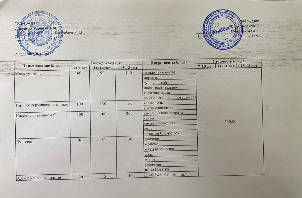 Меню (зима-весна) 12.04.2022г. Для платников