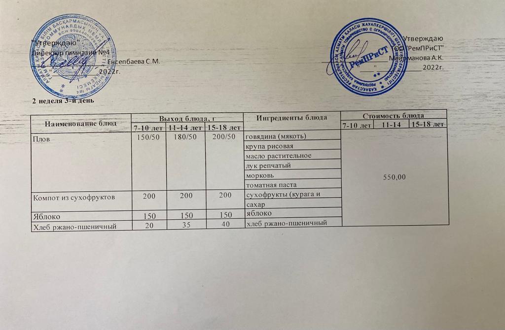 Меню (зима-весна) 13.04.2022г. Для платников