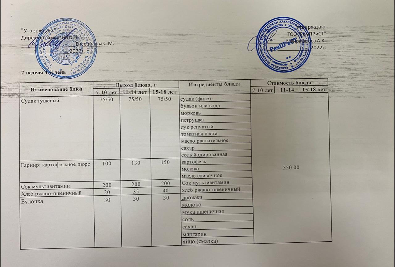 Меню (зима-весна) 14.04.2022г. Для платников