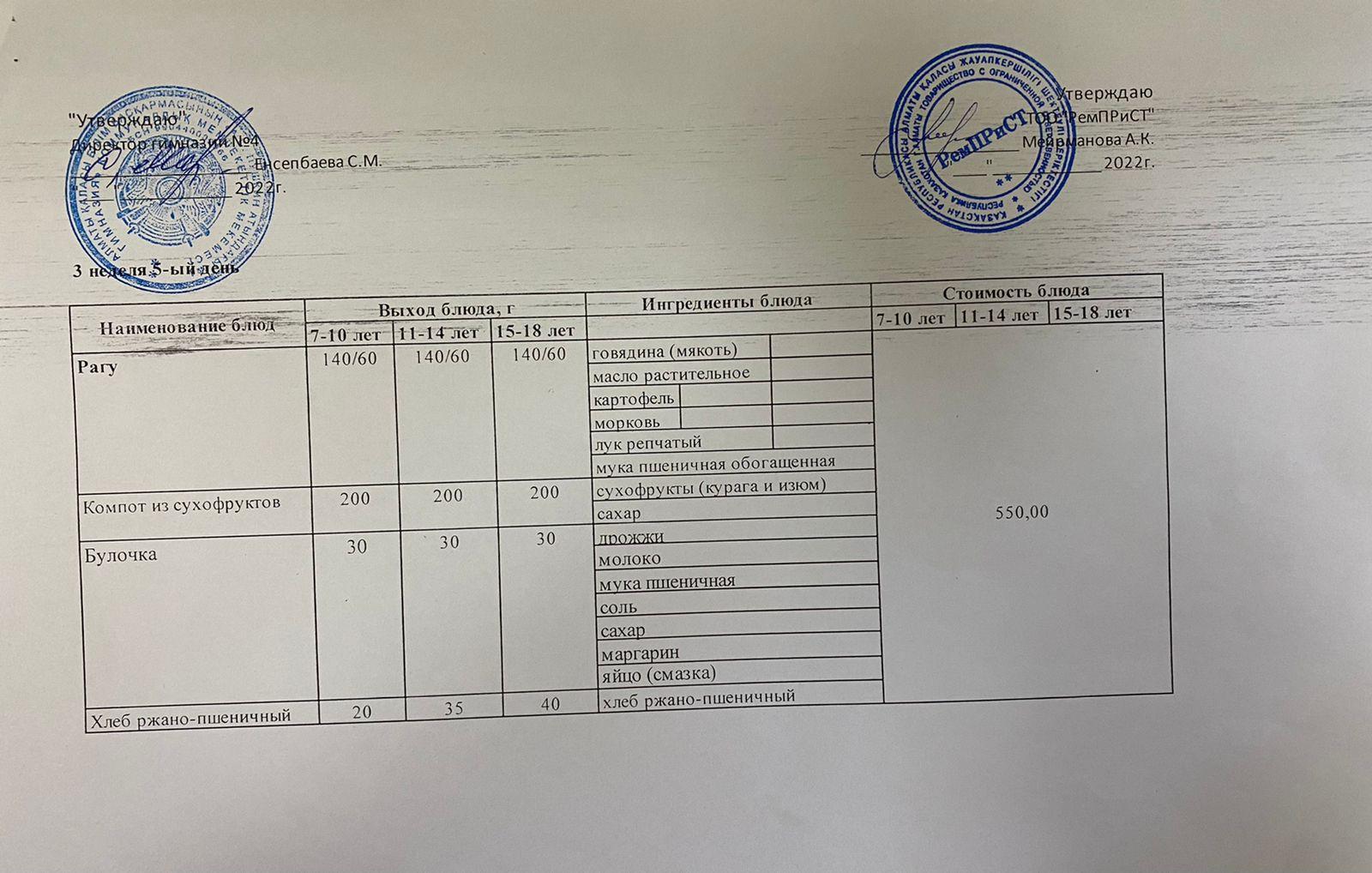 Меню (зима-весна) 22.04.2022г. Для платников